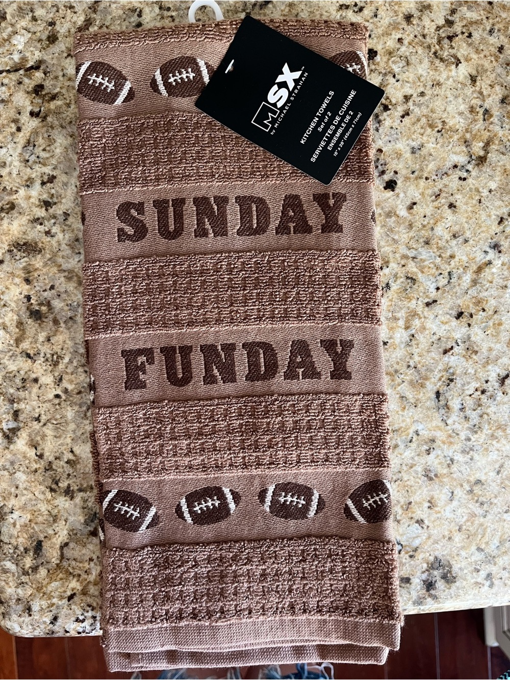 Set of 2 MSK Brown "Sunday Funday" Football Kitchen Towels